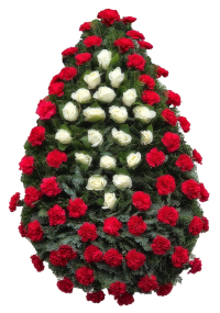 Coroana funerara clasica din garoafe si trandafiri 2