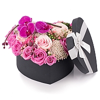  Inimă de flori-Buchet trandafiri multicolori inima de flori. Preț accesibil | Flori24 2