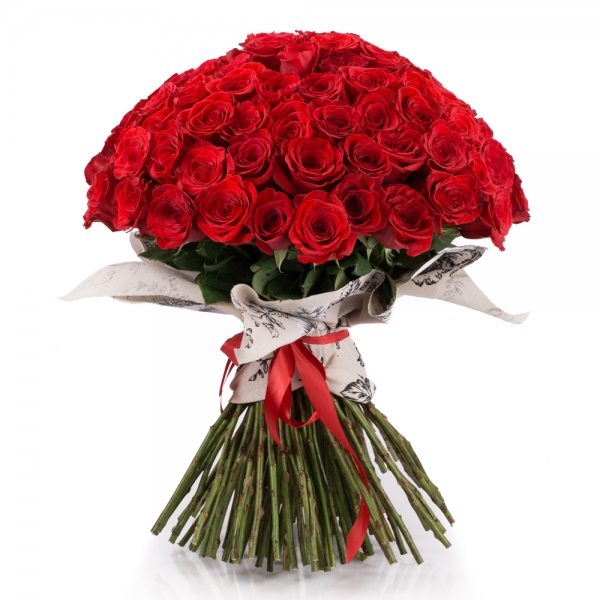 Buchet de 101 Trandafiri Roșii Premium. Comandă online 101 trandafiri roșii calitatea I.