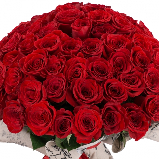 Buchet de 101 Trandafiri Roșii Premium. Comandă online 101 trandafiri roșii calitatea I.