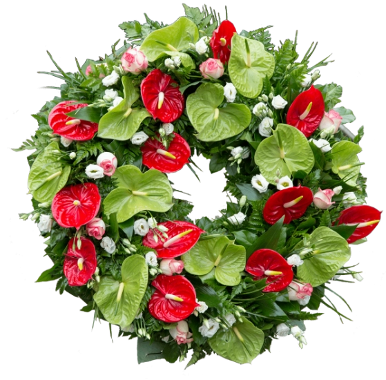 Coroana funerara rotunda cu anthurium mixt