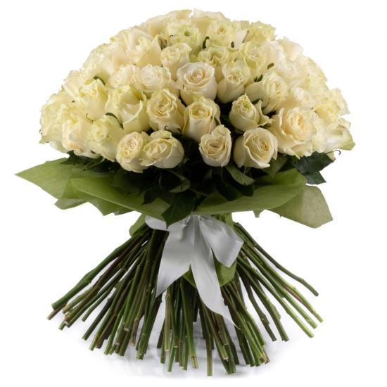 Buchet de 101 trandafiri albi 