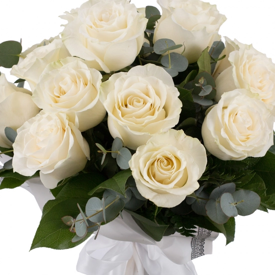 Buchet de 15 Trandafiri albi