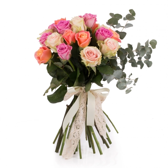 Buchet de 21 Trandafiri tricolor