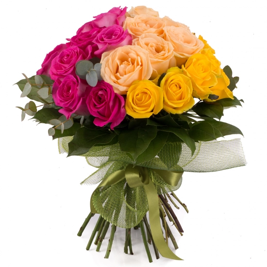 Buchet de 27 Trandafiri tricolori