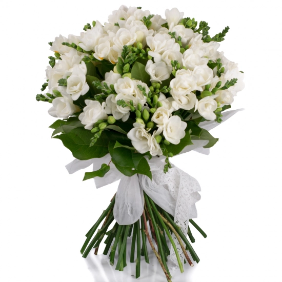 Buchet de 49, Frezii, Albe, Frezie, Verdeață