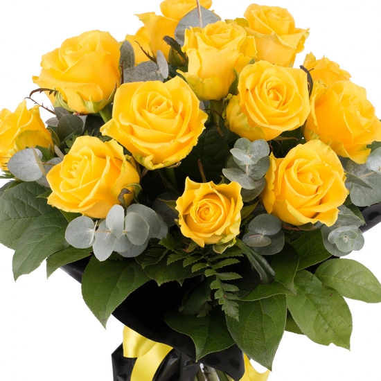 Buchet din 15 Trandafiri Galbeni