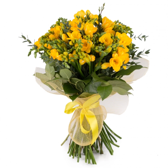 Buchet din Frezii, Galbene, Frezie, Galbenă, Verdeață