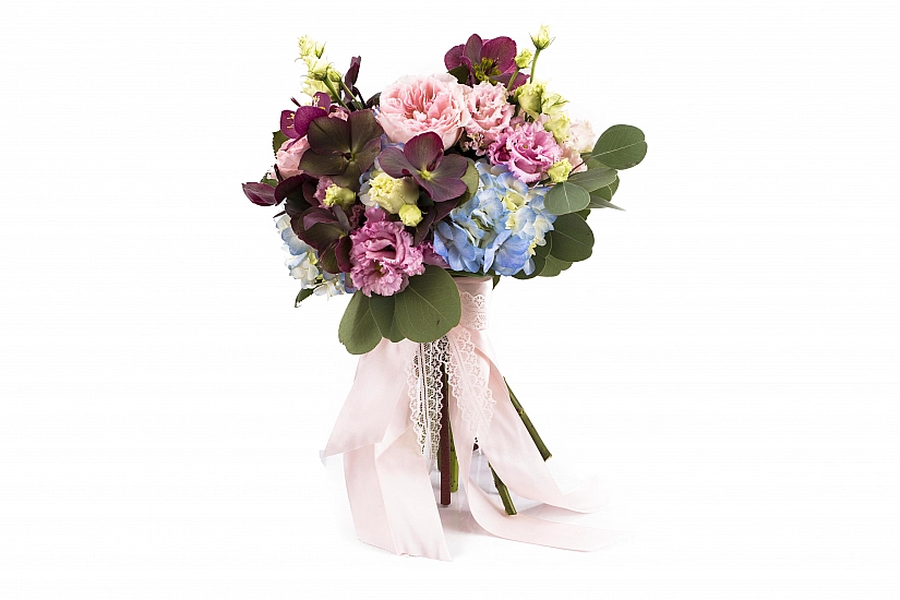 Buchet Mireasa/Nasa hortensie,trandafiri si heleborus