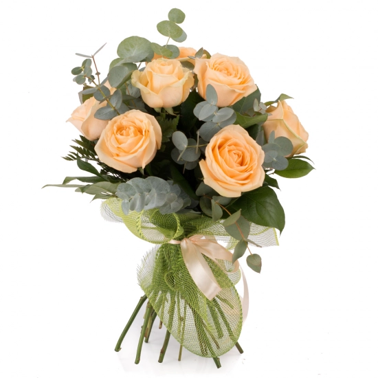 Scantei de dragoste: buchet trandafiri portocalii peach | Flori24