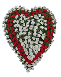 Coroana funerara din garoafe in forma de inima 2