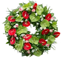 Coroana funerara rotunda cu anthurium mixt 2
