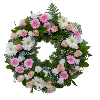 Coroana funerar rotunda cu gerbera 2