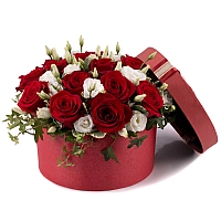 Aranjament din trandafiri și lisianthus 2