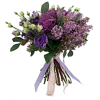 Buchet de 5, Liliac, Mov, 5, Lisianthus, Mov, 3, Brasica, Mov, Verdeață 2