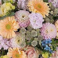 Buchet de Trandafiri, Banan, Gerbera, Lisianthus, Oxypetalum, Dalii, Matthiola, Schimia, Astrantia 4