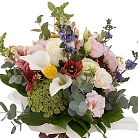 Buchet de Trandafiri, Cale, Antirrhinum, Lisianthus, Ami, Cymbidium, Orhidee, Veronica, Craspedia 3
