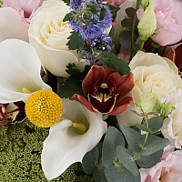 Buchet de Trandafiri, Cale, Antirrhinum, Lisianthus, Ami, Cymbidium, Orhidee, Veronica, Craspedia 4