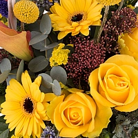 Coș cu gerbera, trandafiri, cale 4