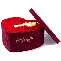Cutie cu trandafiri roșii și albi  2