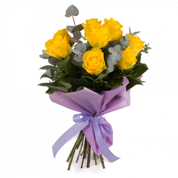 Buchet de 9 Trandafiri galbeni