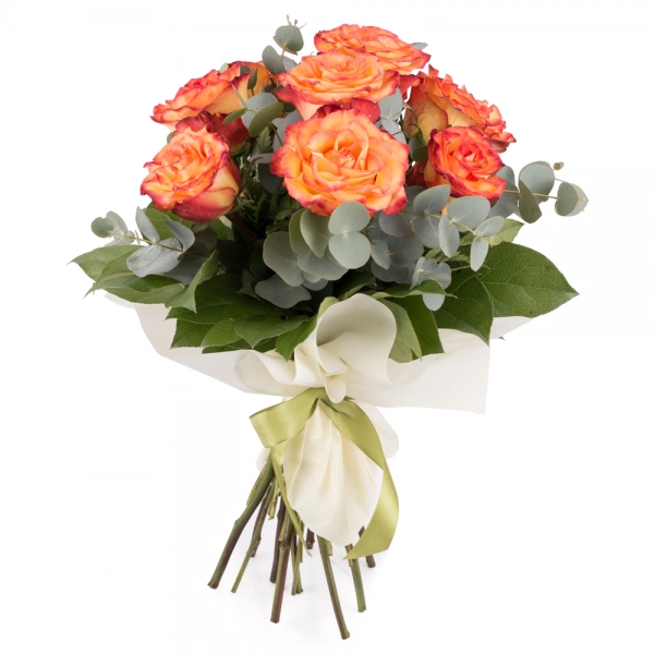 Buchet de 9 Trandafiri portocalii